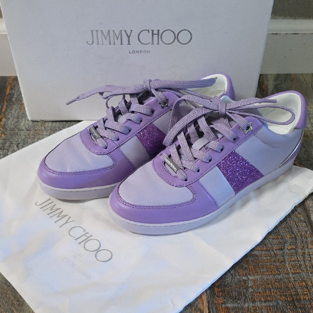 Jimmy Choo Lavender Glitter Sneakers